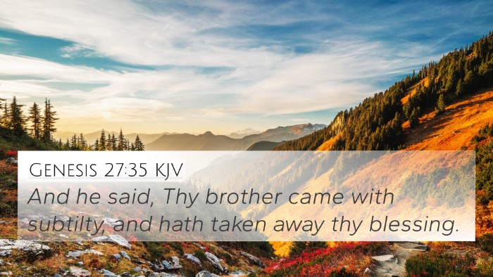 Genesis 27:35 KJV Bible Verse Image