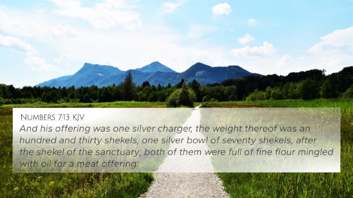 Numbers 7:13 KJV Bible Verse Image