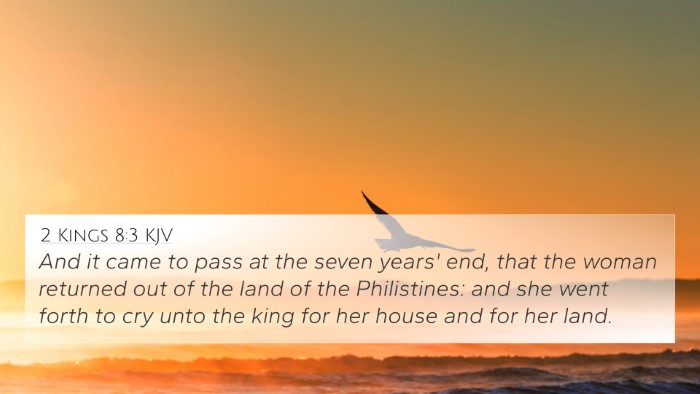 2 Kings 8:3 KJV Bible Verse Image