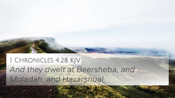 1 Chronicles 4:28 KJV Bible Verse Image