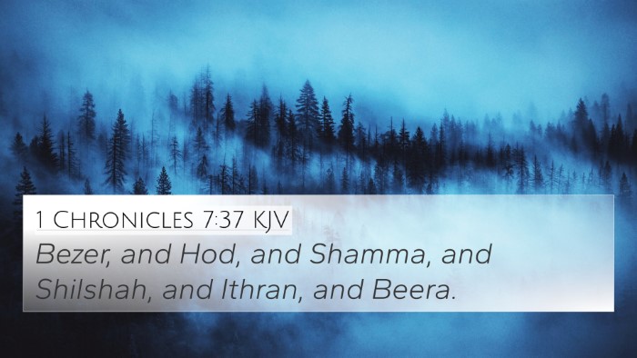 1 Chronicles 7:37 KJV Bible Verse Image