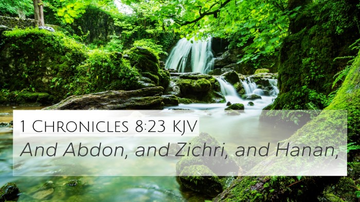 1 Chronicles 8:23 KJV Bible Verse Image