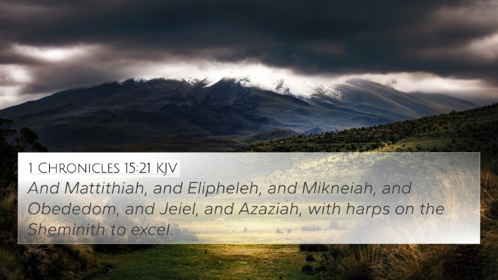 1 Chronicles 15:21 KJV Bible Verse Image