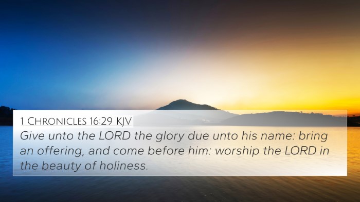 1 Chronicles 16:29 KJV Bible Verse Image