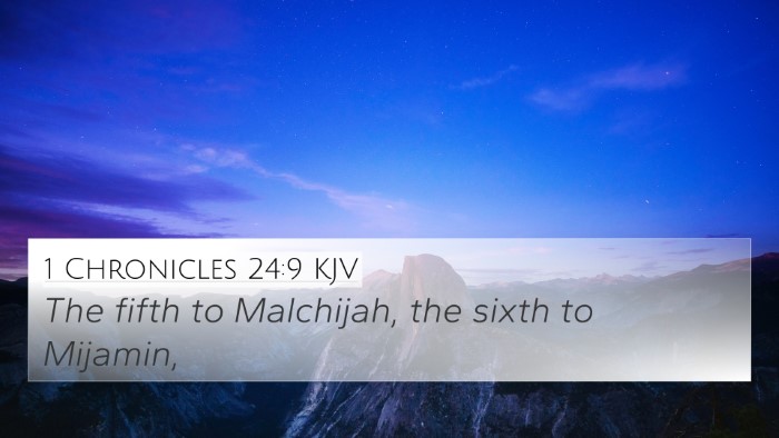1 Chronicles 24:9 KJV Bible Verse Image