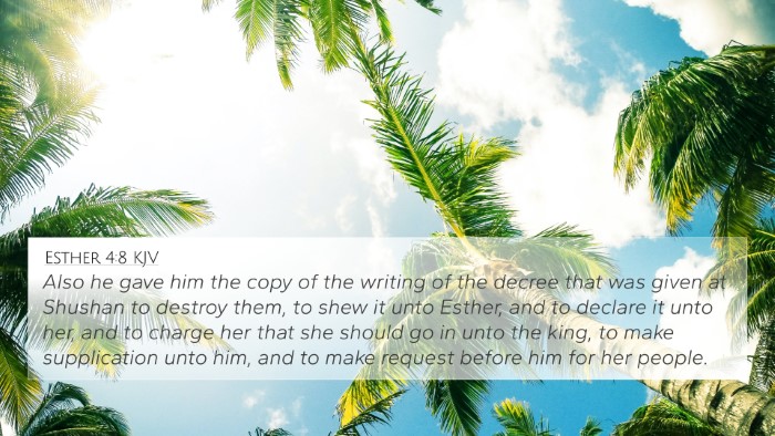 Esther 4:8 KJV Bible Verse Image