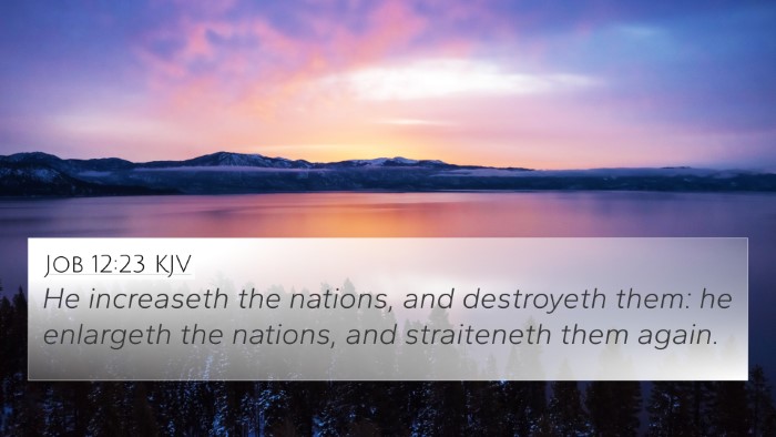 Job 12:23 KJV Bible Verse Image