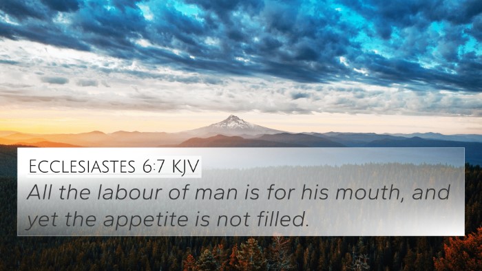 Ecclesiastes 6:7 KJV Bible Verse Image