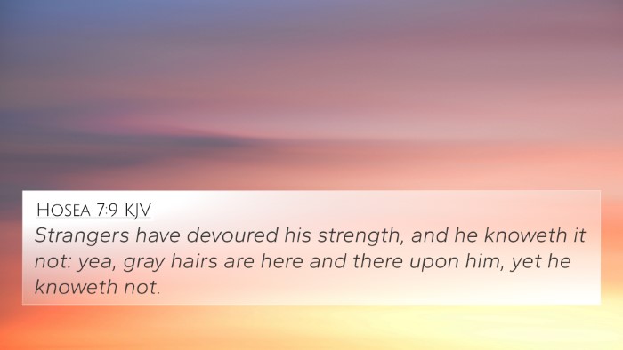 Hosea 7:9 KJV Bible Verse Image