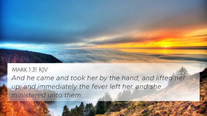 Mark 1:31 KJV Bible Verse Image