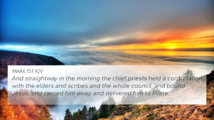 Mark 15:1 KJV Bible Verse Image