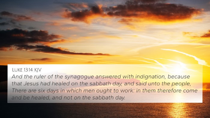 Luke 13:14 KJV Bible Verse Image