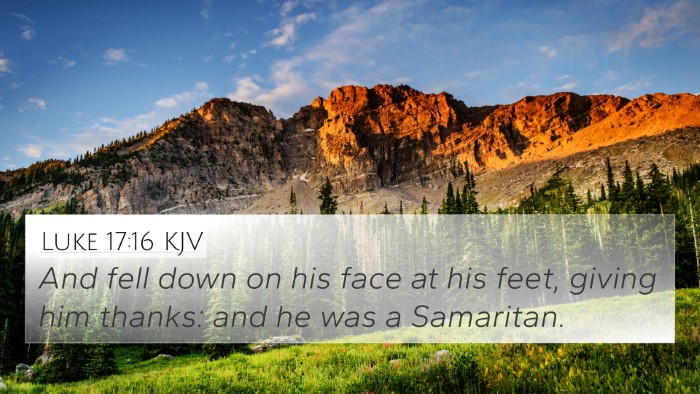 Luke 17:16 KJV Bible Verse Image