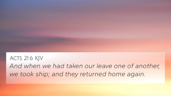 Acts 21:6 KJV Bible Verse Image
