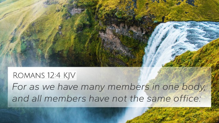 Romans 12:4 KJV Bible Verse Image