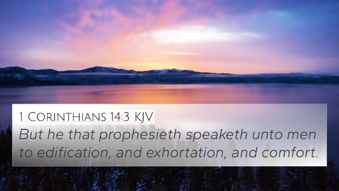 1 Corinthians 14:3 KJV Bible Verse Image