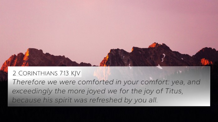 2 Corinthians 7:13 KJV Bible Verse Image
