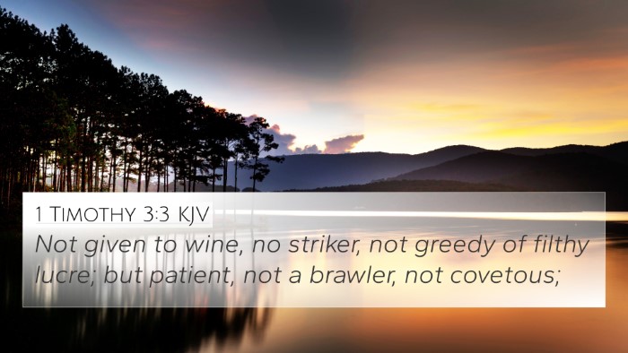 1 Timothy 3:3 KJV Bible Verse Image